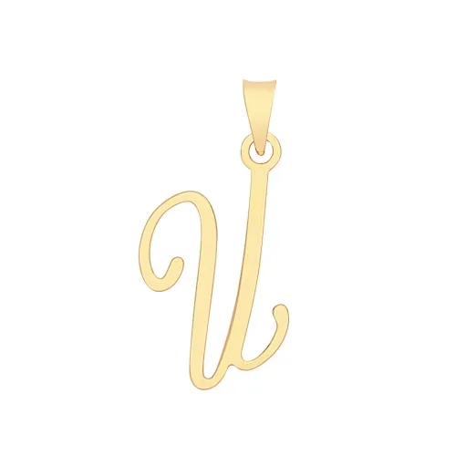 9ct Yellow Gold Script Initial Pendant 19 X 10mm + 5.5mm Bale U